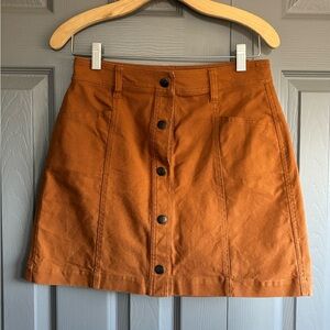 Madewell Rust Button-Front Mini Skirt